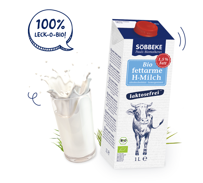 Haltbare fettarme Bio-Milch laktosefrei 1,5 %, 1l - Söbbeke